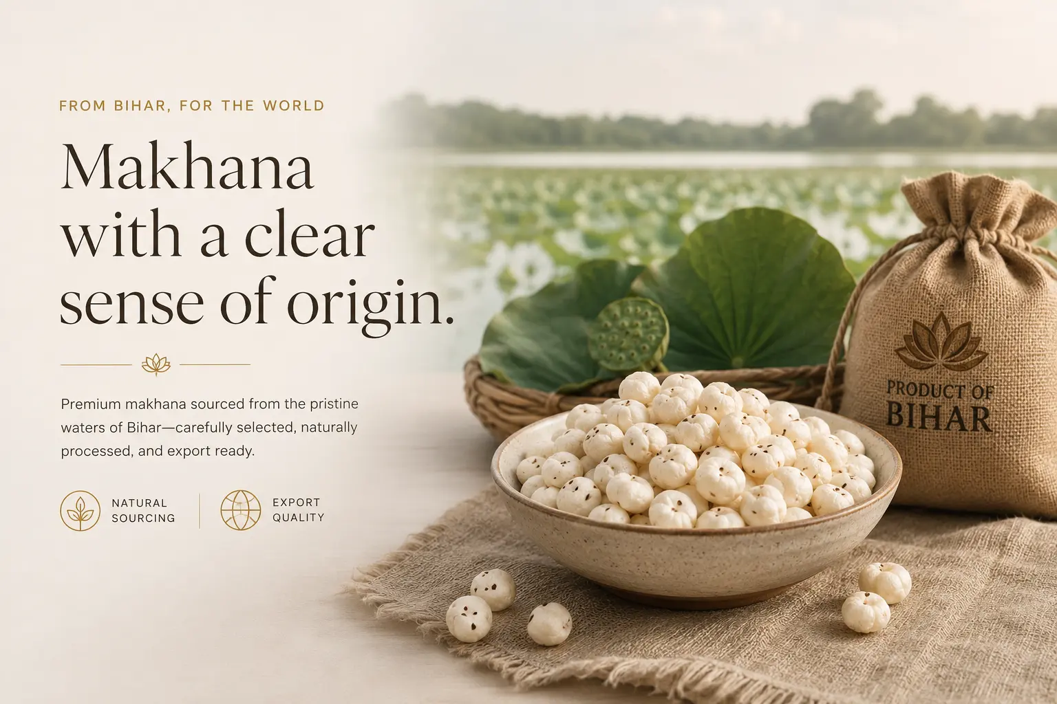 Premium FoxNut Origin Makhana sourced from Bihar